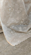 Cream shade silky kota saree with cutwork - NNF2