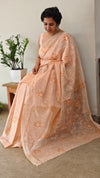 Peach shade silky kota saree with cutwork - NNF2