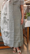 RH64 - Sage green applique embroidered linen cotton suit
