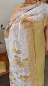 RH64 - Mustard applique embroidered linen cotton suit