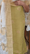 RH64 - Mustard applique embroidered linen cotton suit