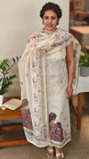 Cream digital printed kota suit