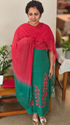 Green and redlinen salwar suit