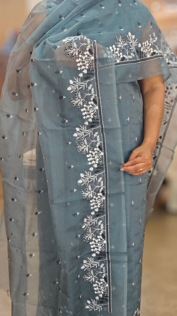 Grey organza salwar suit