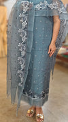 Grey organza salwar suit