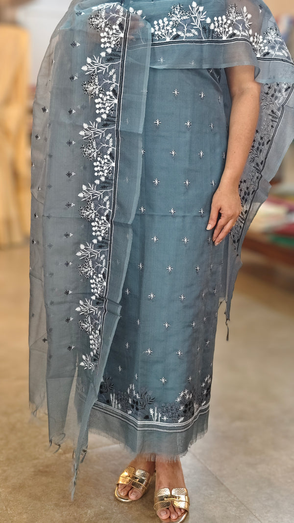 Grey organza salwar suit