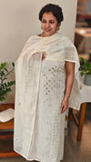 Off white mul chanderi salwar suit