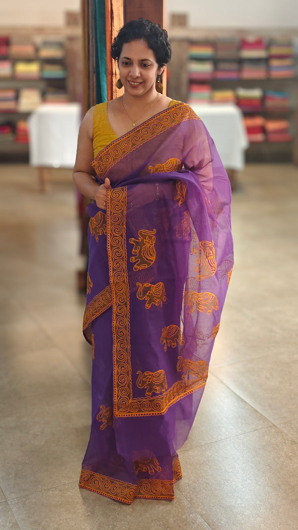 Violet net kota saree