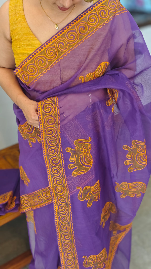 Violet net kota saree