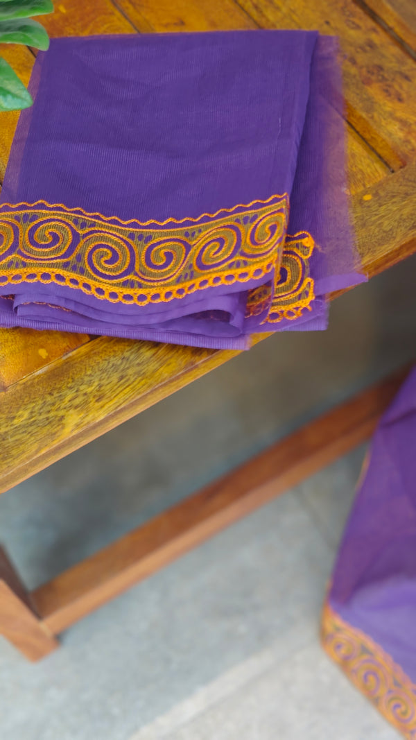 Violet net kota saree