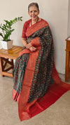 Green and red chanderi banarasi silk saree