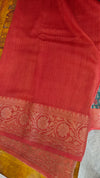 Green and red chanderi banarasi silk saree