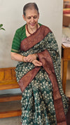 Green and wine chanderi banarasi silk saree