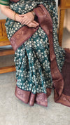 Green and wine chanderi banarasi silk saree