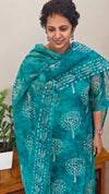 Peacock blue net kota kurti set - KN05
