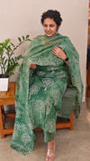 Forest green net kota kurti set - KN05