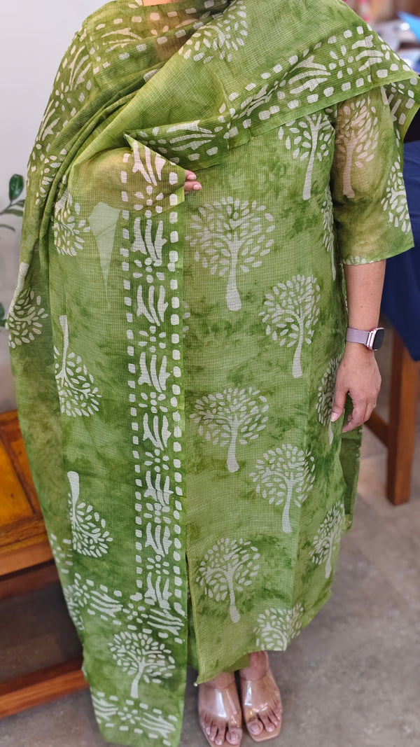 Pear green net kota kurti set - KN05