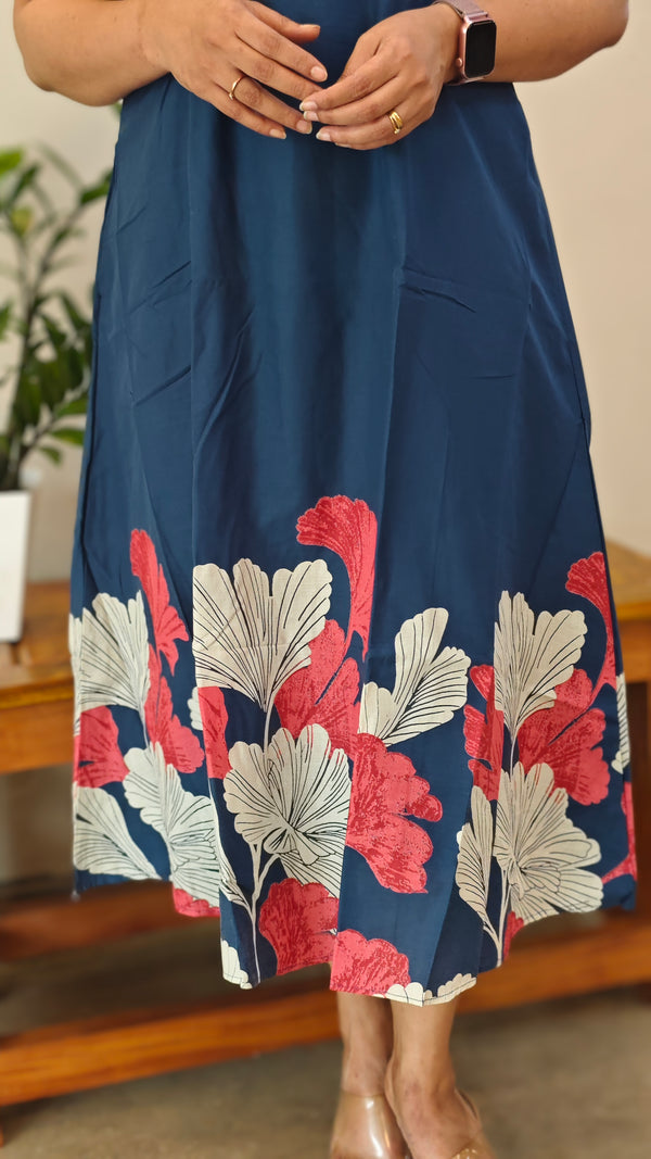 Aegean blue floral printed top
