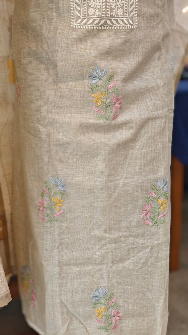 Beige chanderi salwar suit