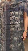Black and dark green blended chanderi suit