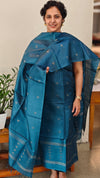 Peacock blue tussar silksuit - 65XB