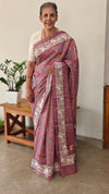 Mauve semi tussar silk saree