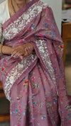 Mauve semi tussar silk saree