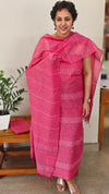 Candy pink semi tussar silk suit