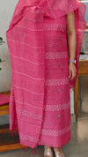 Candy pink semi tussar silk suit