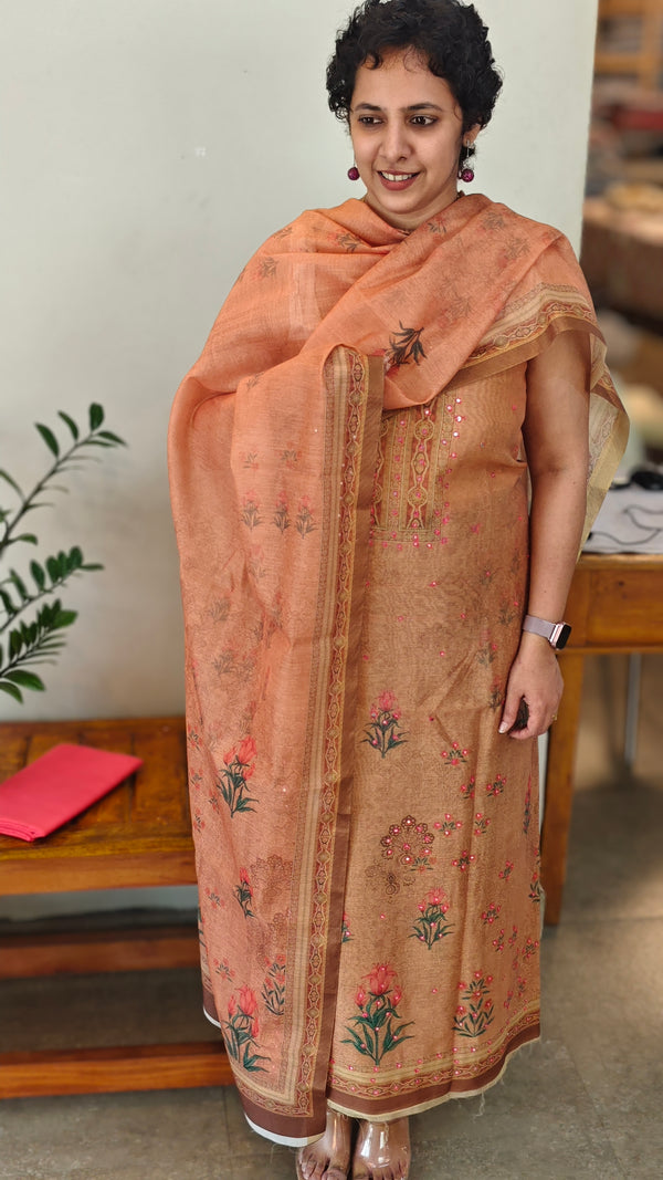 Copper brown semi silk suit
