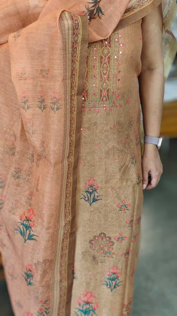 Copper brown semi silk suit