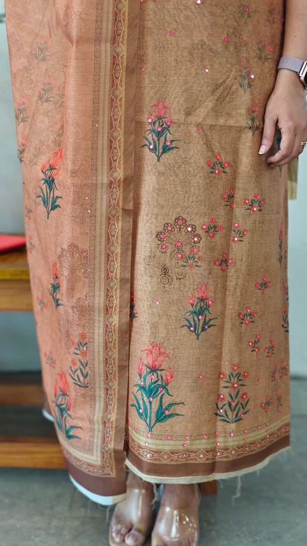 Copper brown semi silk suit