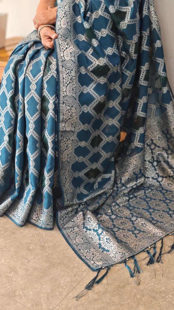 Blue banarasi saree
