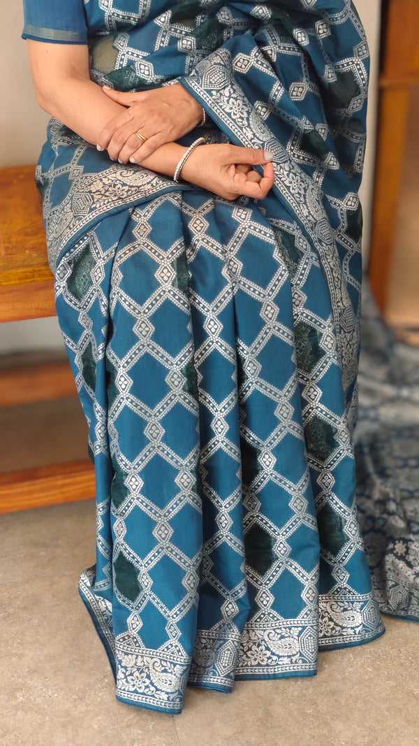 Blue banarasi saree