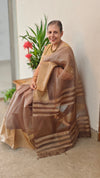 Taupe shade organza silk saree