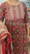 Brick red cotton kurti set