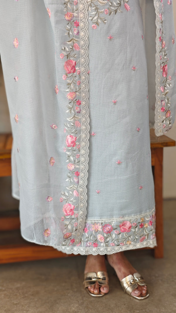 Powder blue net kota suit - 11NC