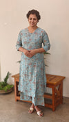 Powder blue printed slub cotton coord set