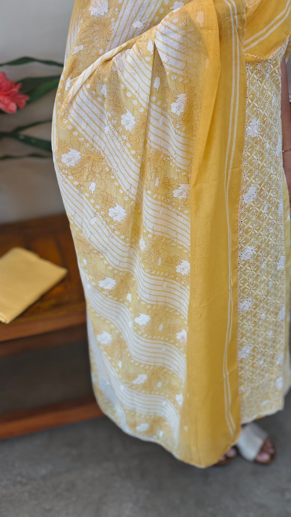 Yellow cotton hakoba suit - 9232 - D1