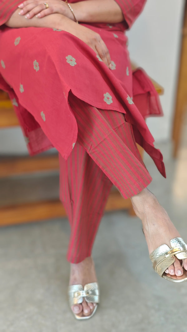 Maroon cotton kurti set