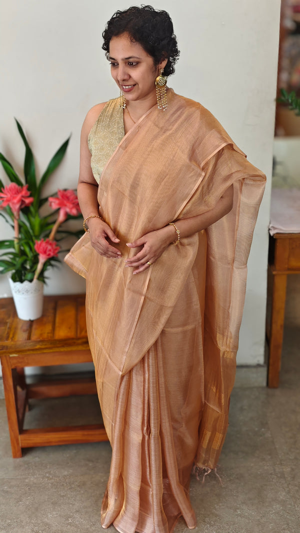 Rustic gold tissue silk saree - 2M83