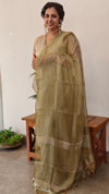 Metallic moss green tissue silk saree - 2M83
