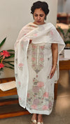 Off White and pink mul chanderi suit - R281