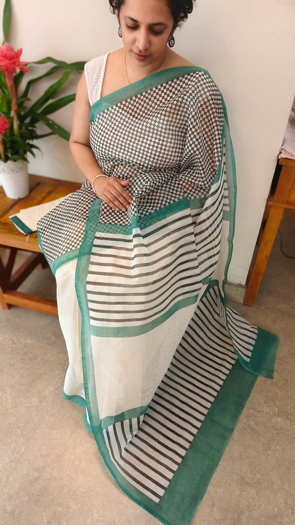 Off white net kota saree