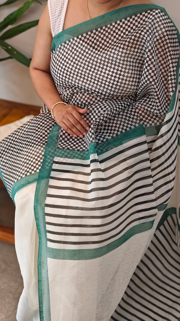 Off white net kota saree