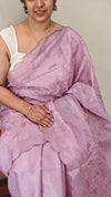 Lilac embroidered net kota saree
