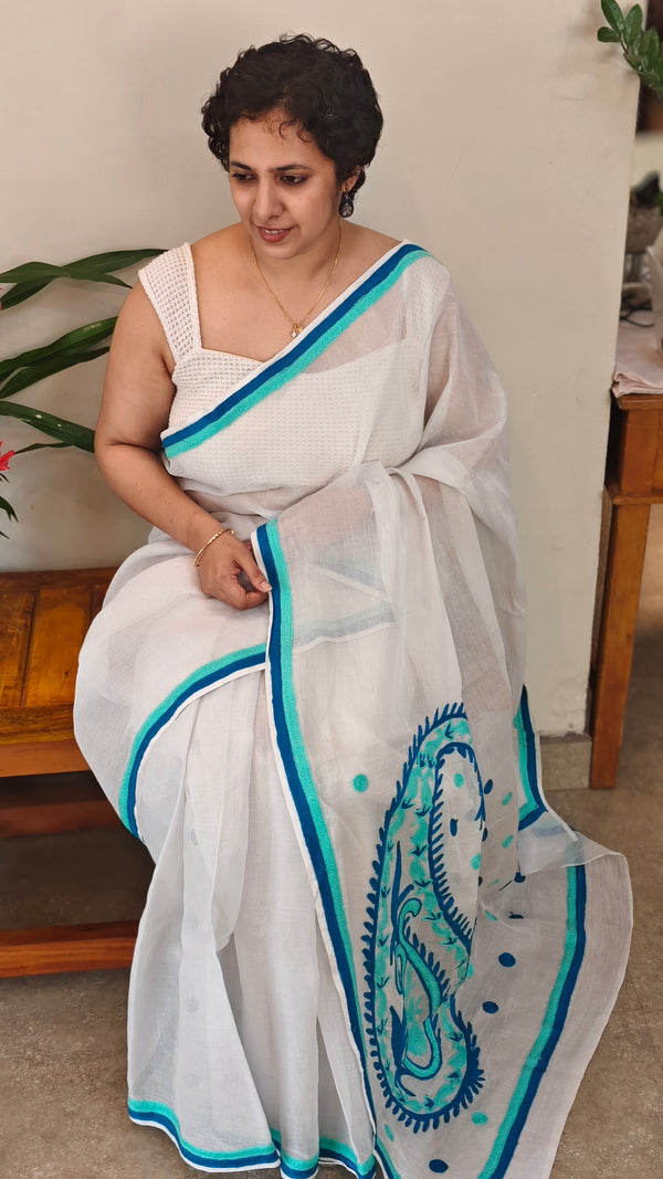 White organdy saree