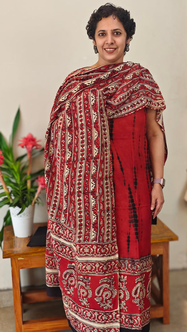 394D - Tie and dye and ajrakh printed modal cotton suit