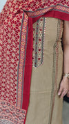 Beige and marooncotton salwar suit