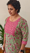 Green and pink cotton top